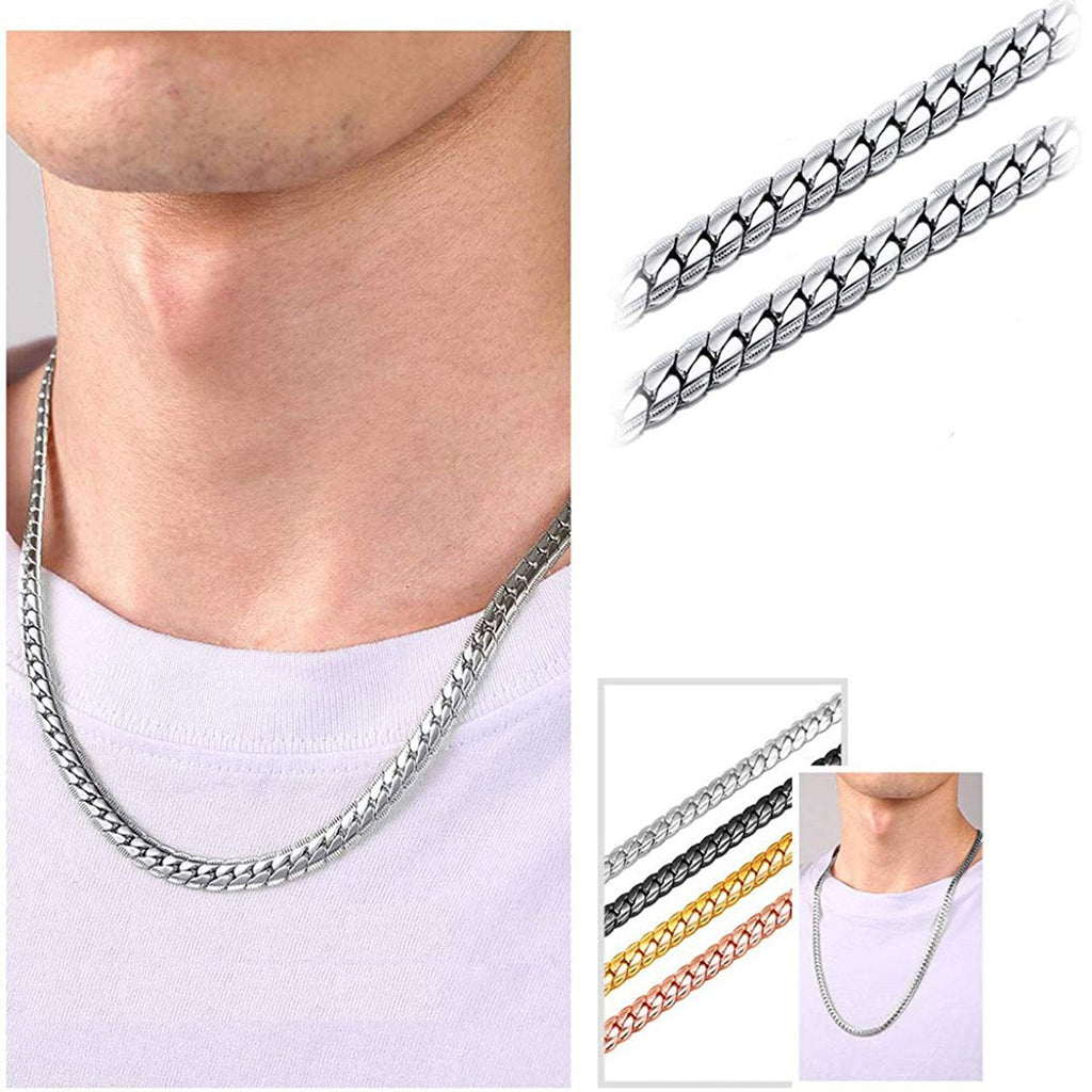 Classic Curb Silver 316L Stainless Steel 24" Chain Necklace Men Bulk
