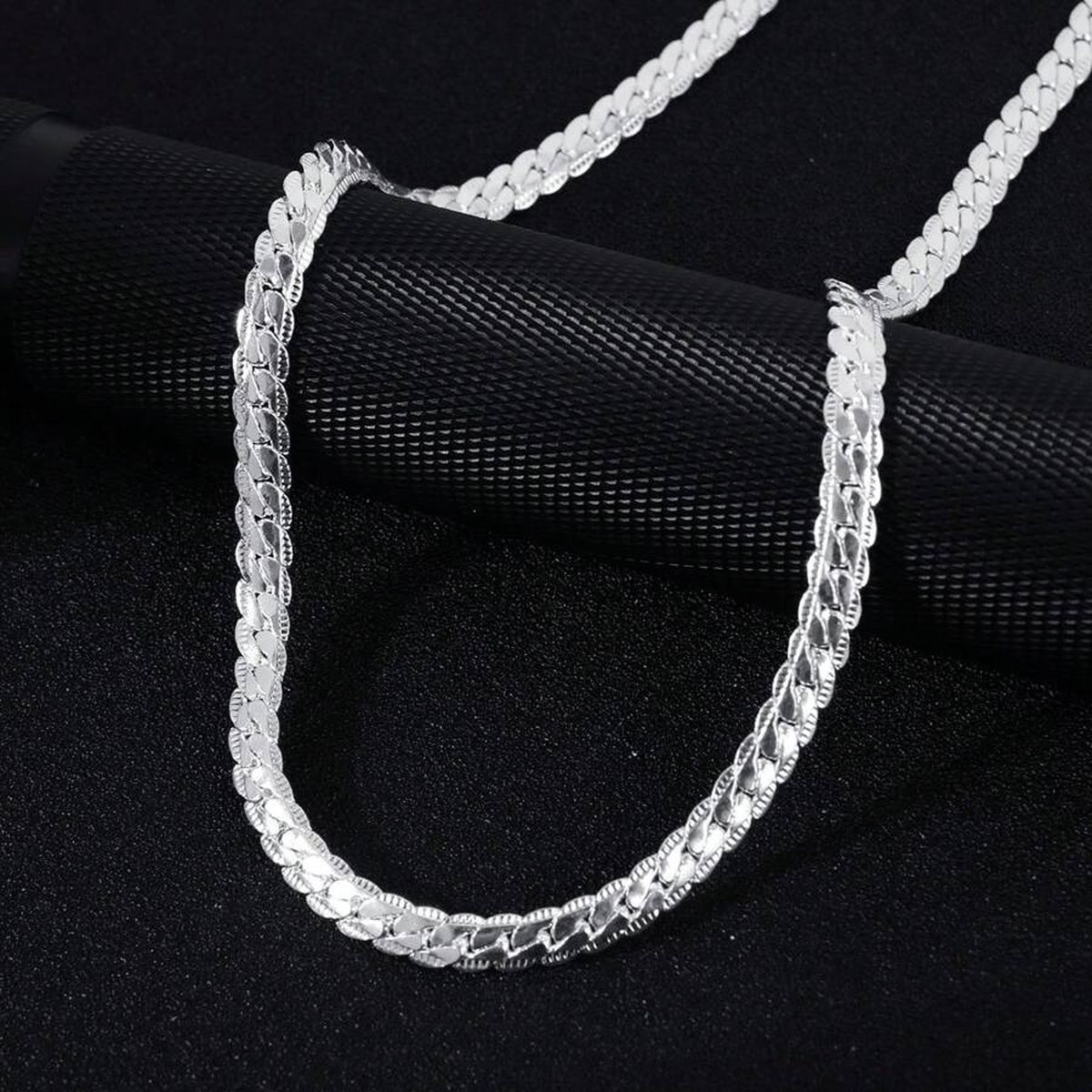 Classic Curb Silver 316L Stainless Steel 24" Chain Necklace Men Bulk