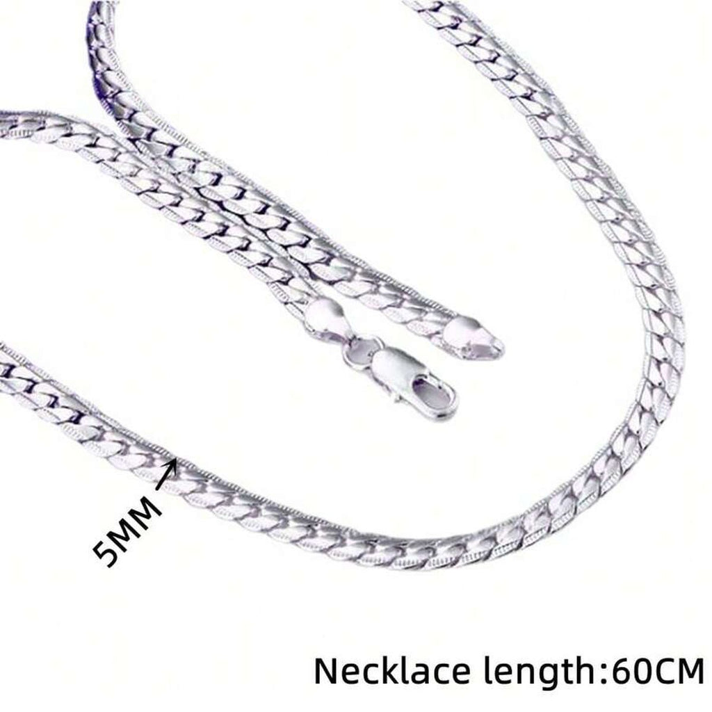 Classic Curb Silver 316L Stainless Steel 24" Chain Necklace Men Bulk