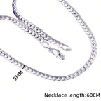 Classic Curb Silver 316L Stainless Steel 24" Chain Necklace Men Bulk
