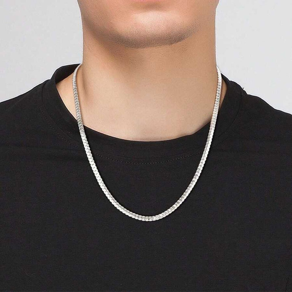 Classic Curb Silver 316L Stainless Steel 24" Chain Necklace Men Bulk