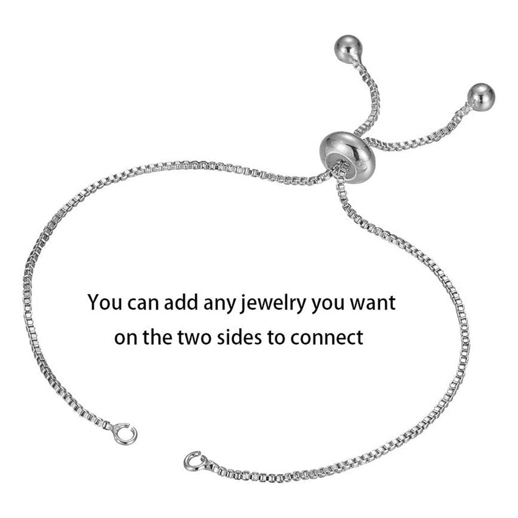 Silver Slim Box Slider Extender Chain Accessory Bracelet Bulk