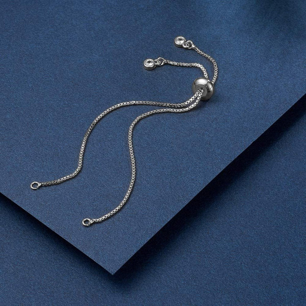 Silver Slim Box Slider Extender Chain Accessory Bracelet Bulk
