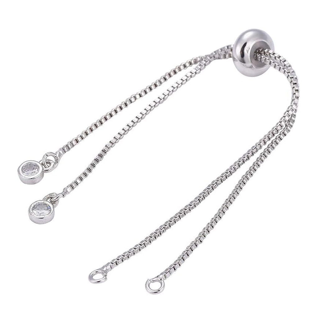 Silver Slim Box Slider Extender Chain Accessory Bracelet Bulk