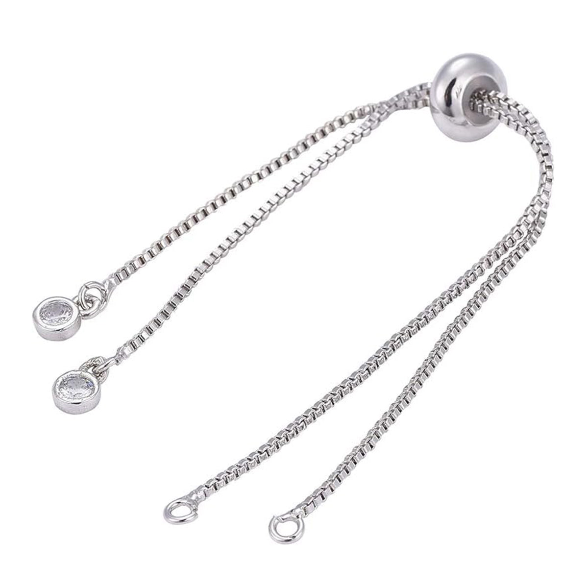 Silver Slim Box Slider Extender Chain Accessory Bracelet Bulk