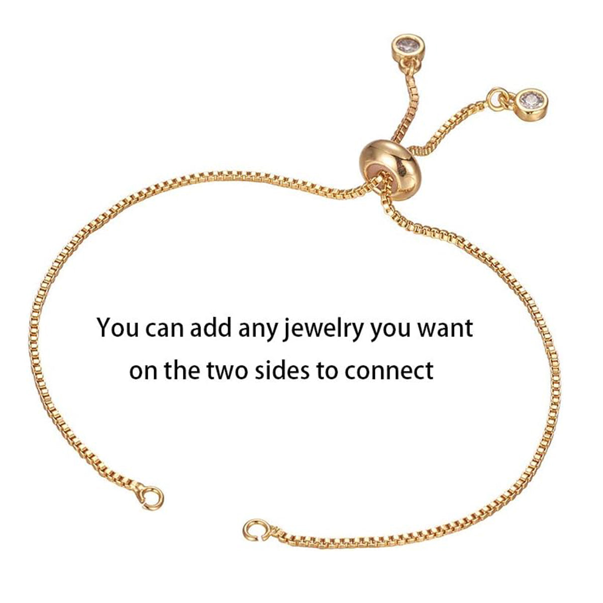 Gold Slim Box Slider Adjustable Extender Chain Accessory Bracelet