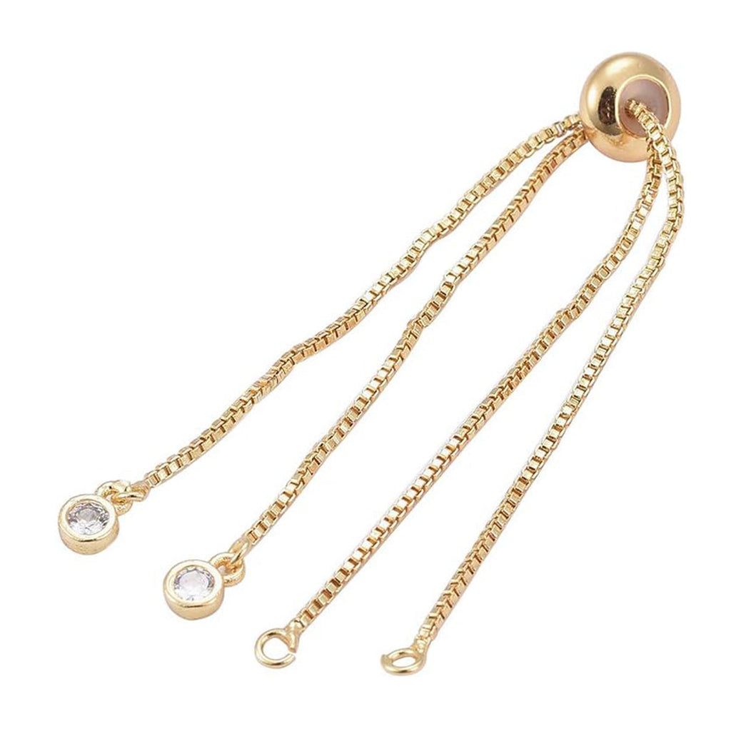 Gold Slim Box Slider Adjustable Extender Chain Accessory Bracelet