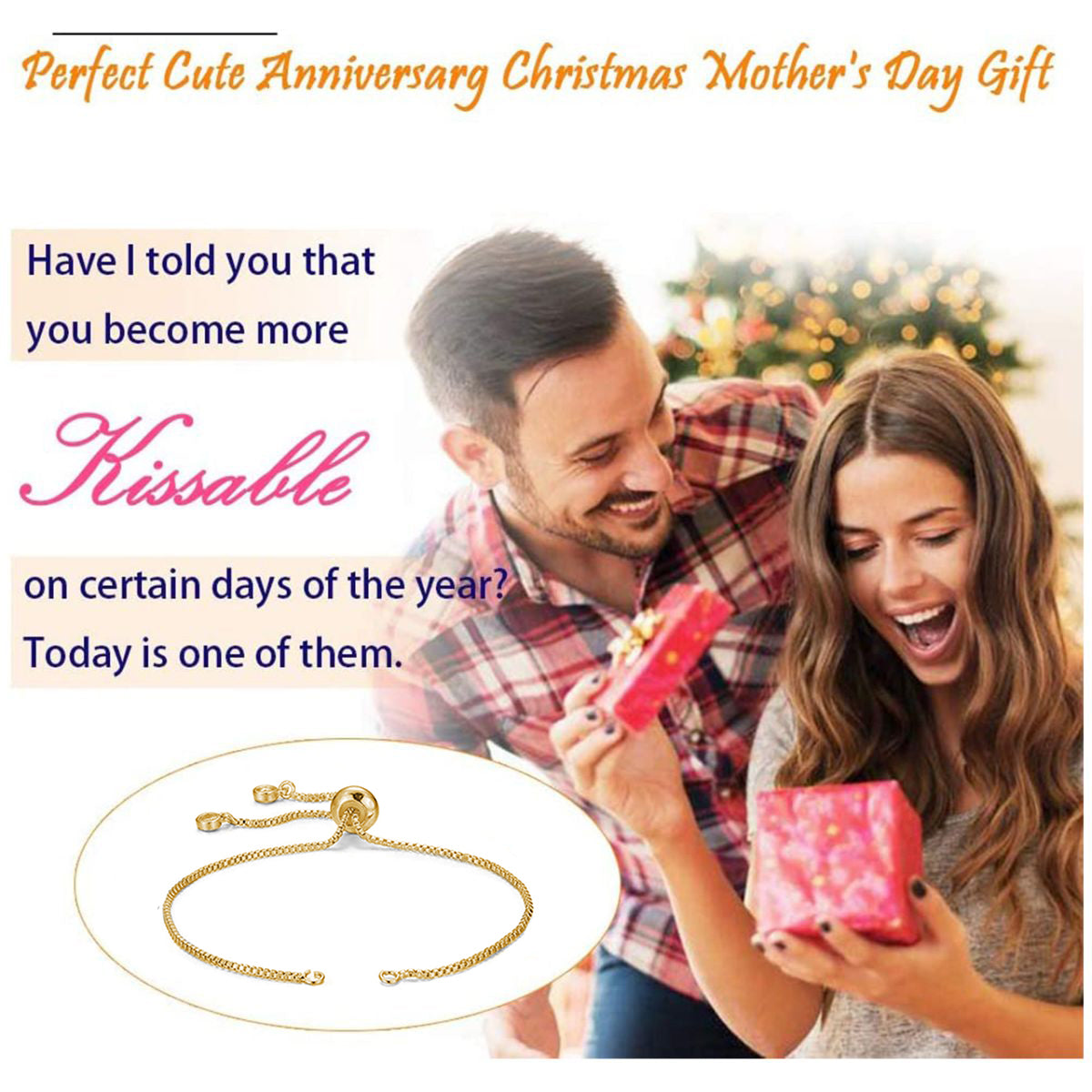 Gold Slim Box Slider Adjustable Extender Chain Accessory Bracelet