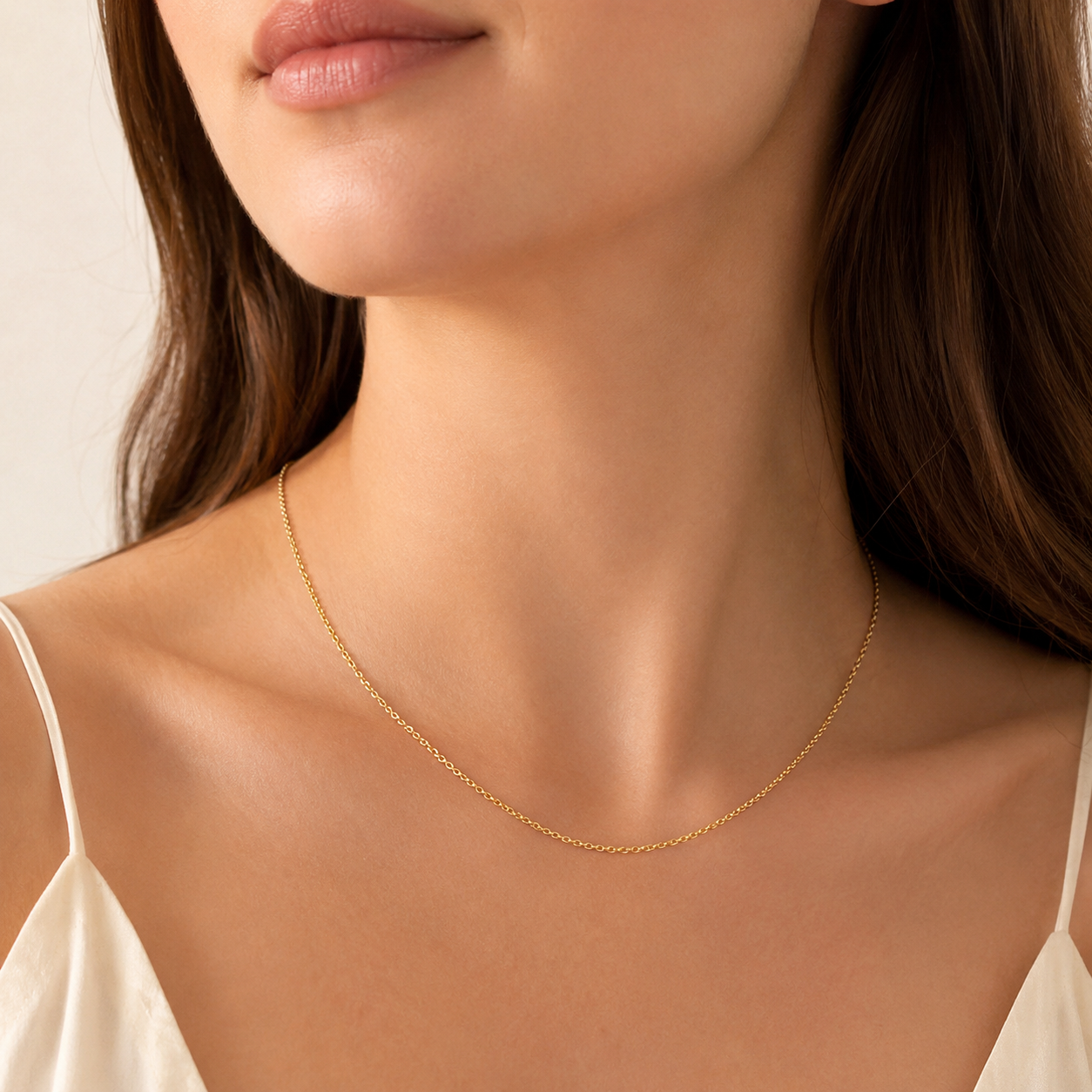 Slim Link Copper 18K Gold Chain Necklace For Women "18 Bulk Secondary image
