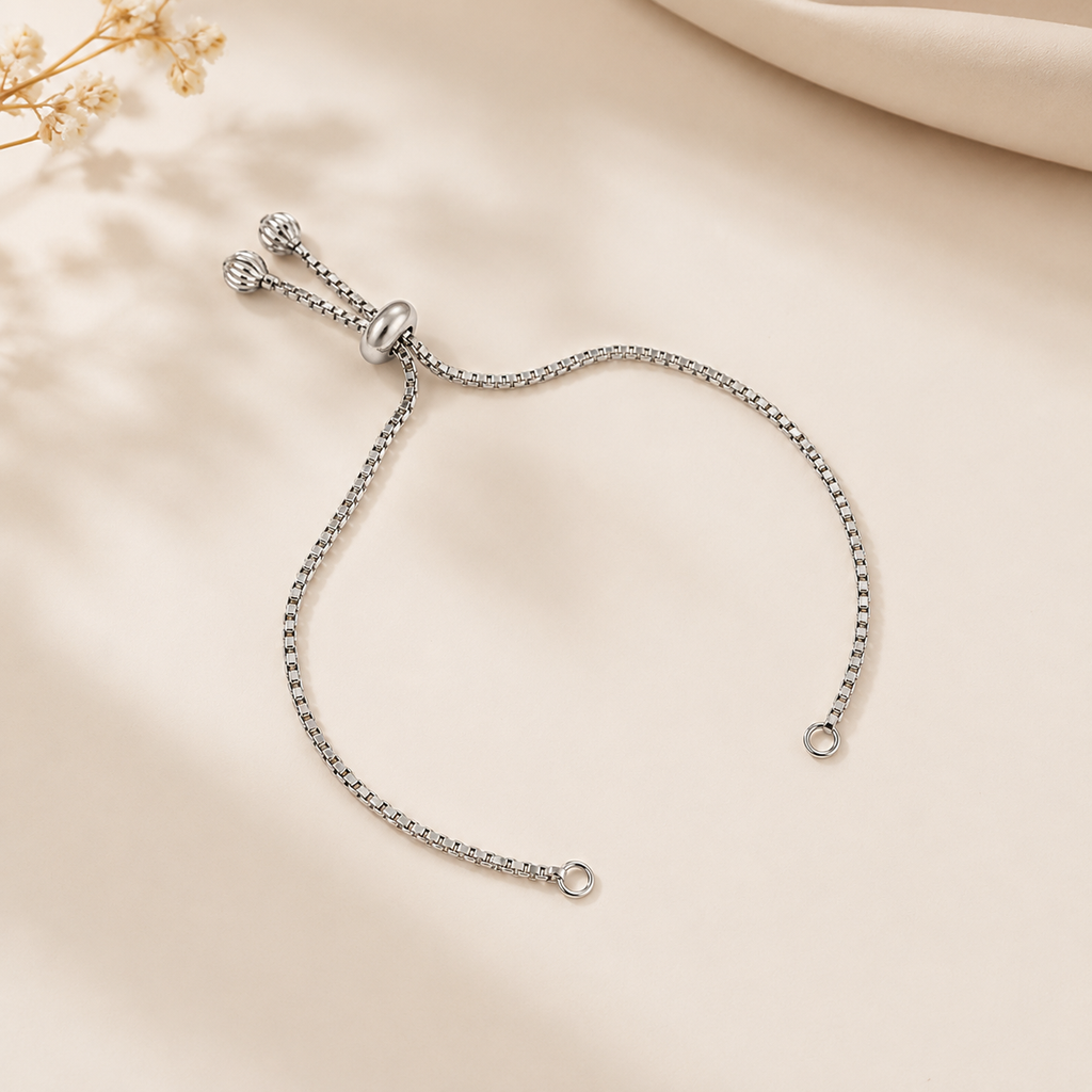Box Glossy Silver Adjustable Slider Bracelet For Women Bulk