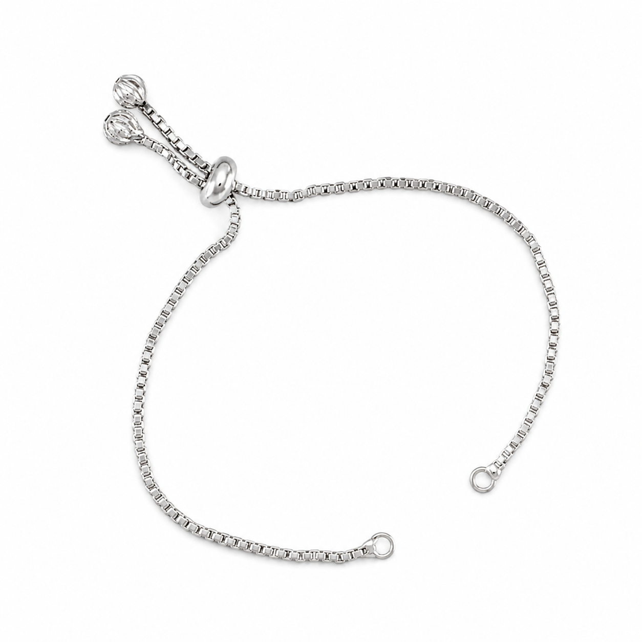 Box Glossy Silver Adjustable Slider Bracelet For Women Bulk