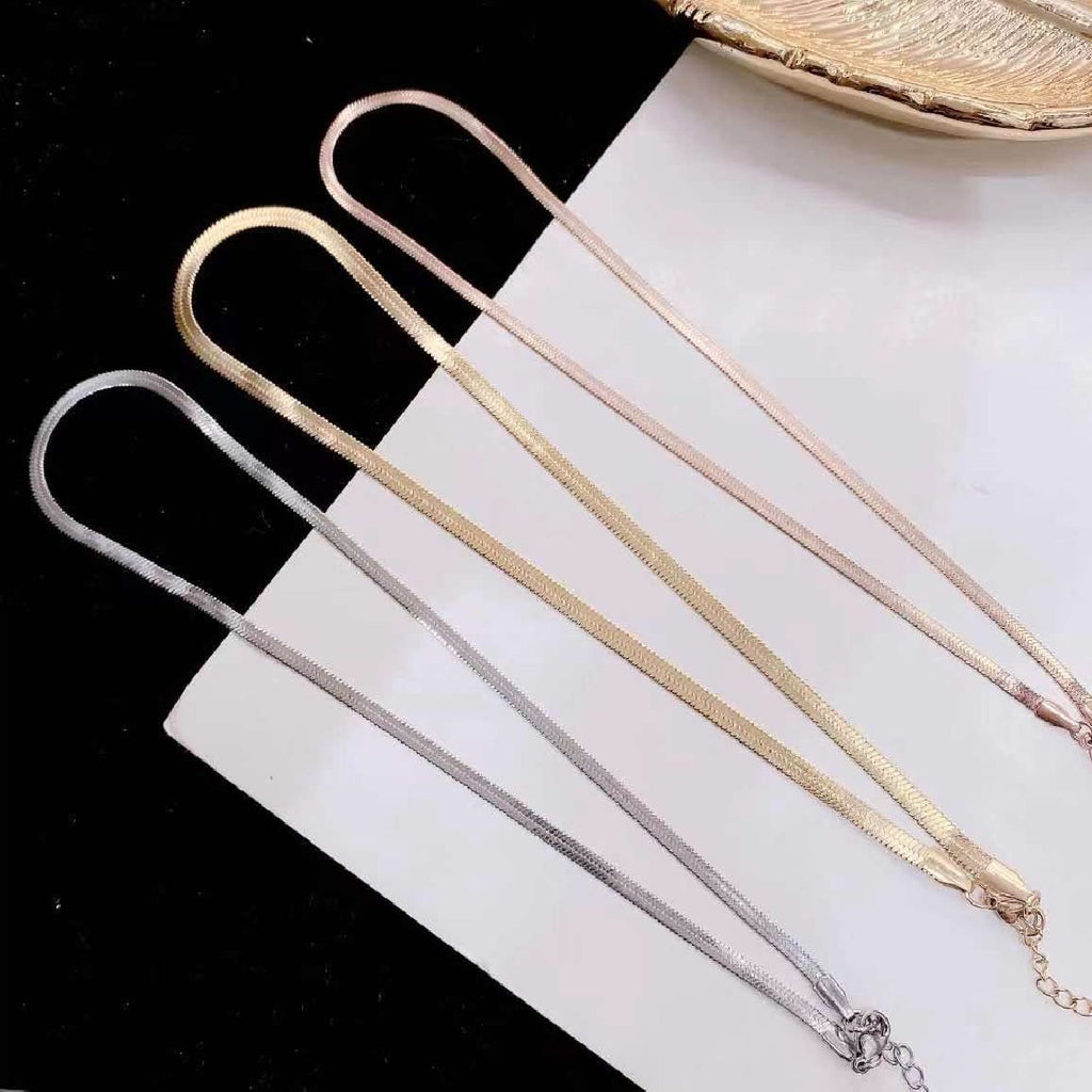 Slim Snake Silver Stainless Steel Necklace Chain For Women Bulk