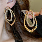 Two Tone 18K Gold Cubic Zirconia Anti Tarnish Dangler Earrings Bulk