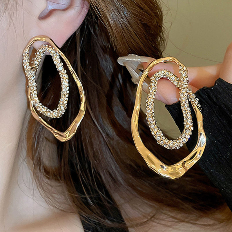 Two Tone 18K Gold Cubic Zirconia Anti Tarnish Dangler Earrings Bulk