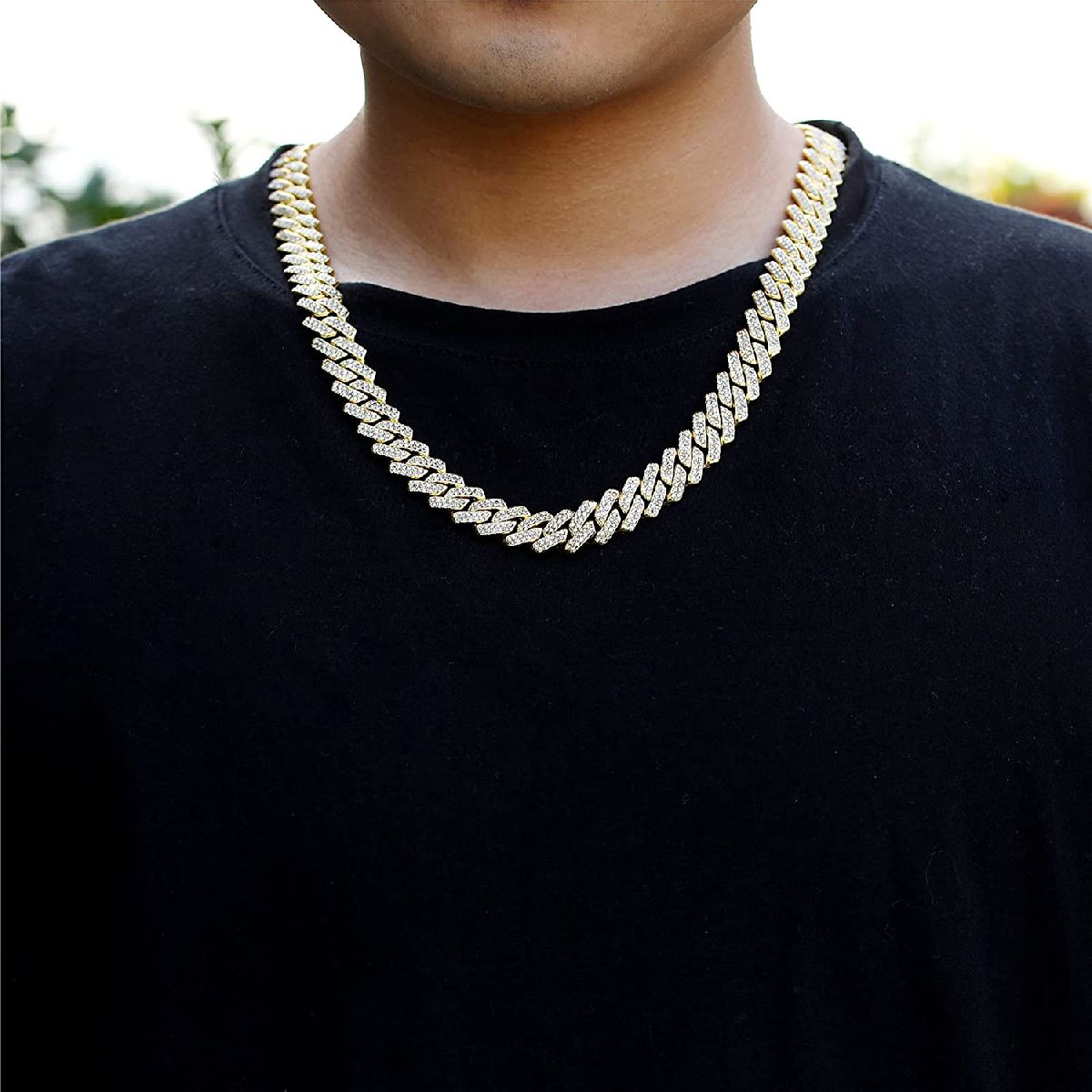 Alloy Cubic Zirconia Gold Cuban Miami Hip Hop Iced Out Chain Men Bulk