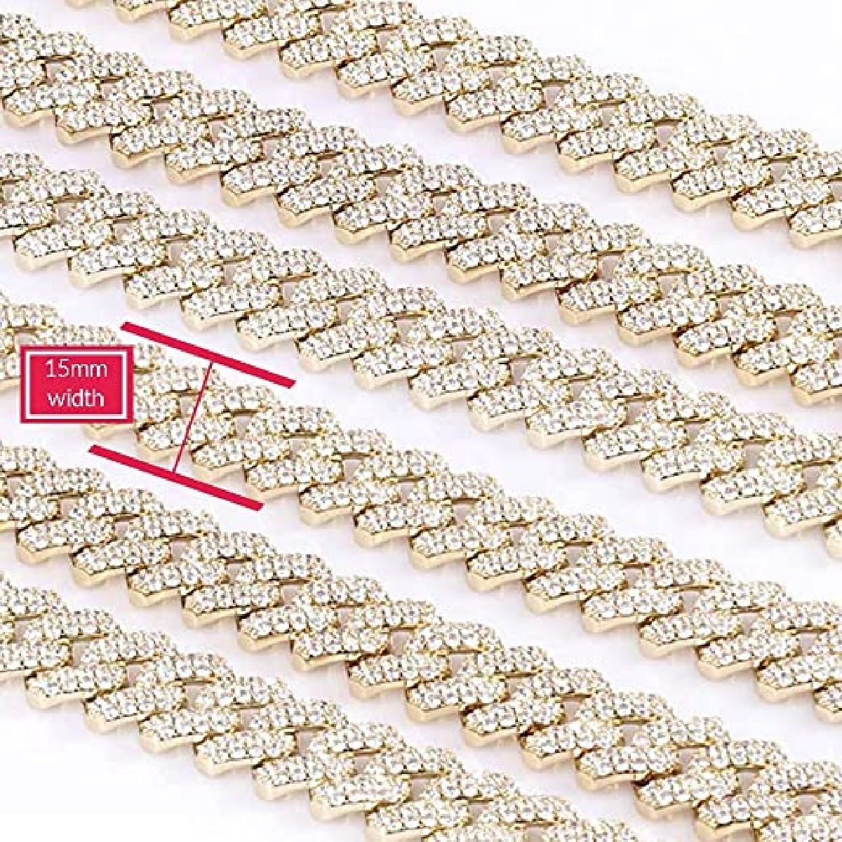 Alloy Cubic Zirconia Gold Cuban Miami Hip Hop Iced Out Chain Men Bulk