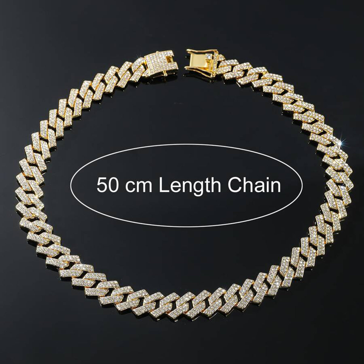 Alloy Cubic Zirconia Gold Cuban Miami Hip Hop Iced Out Chain Men Bulk