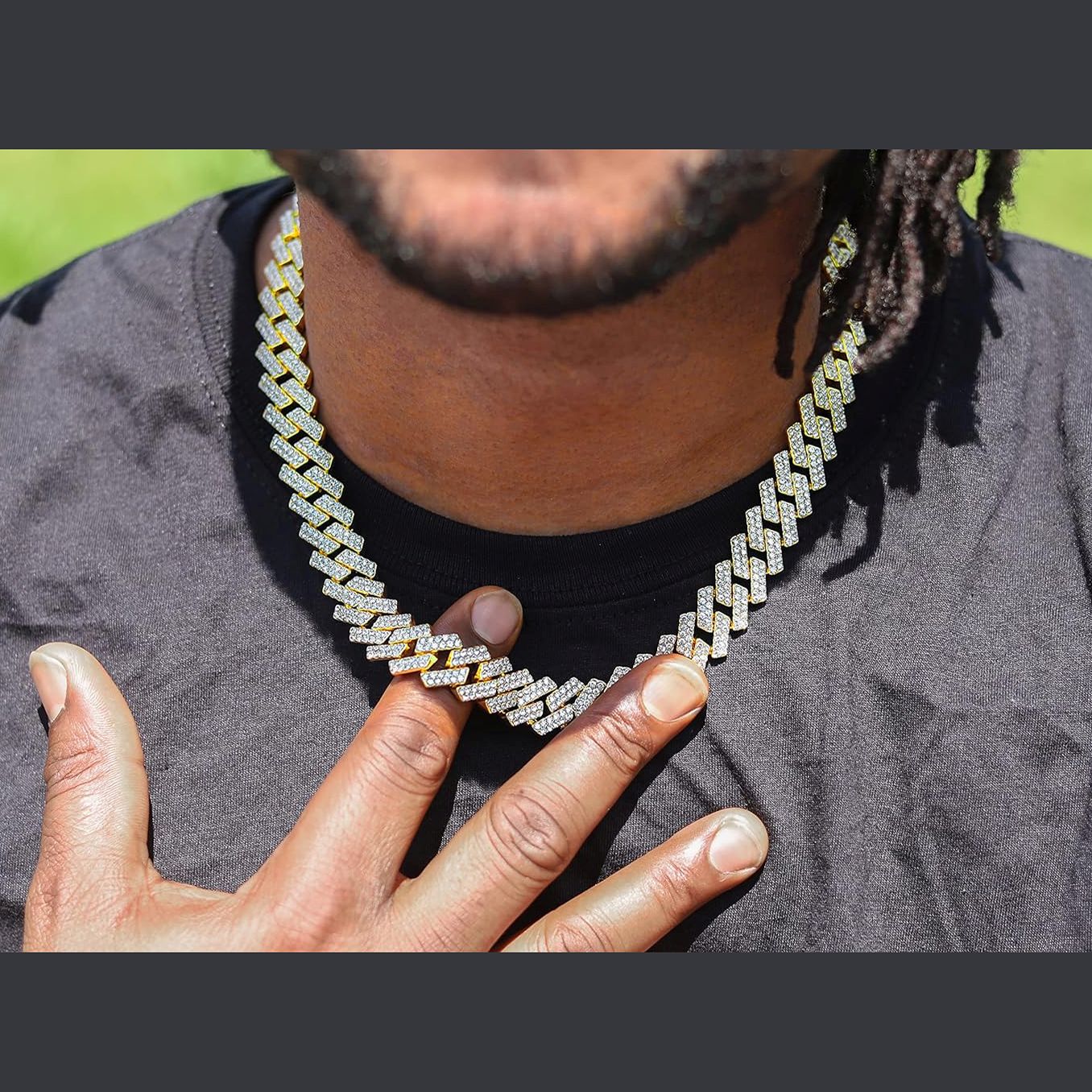 Alloy Cubic Zirconia Gold Cuban Miami Hip Hop Iced Out Chain Men Bulk