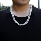 Alloy Cubic Zirconia Silver Cuban Miami Hip Hop Iced Out Chain Bulk
