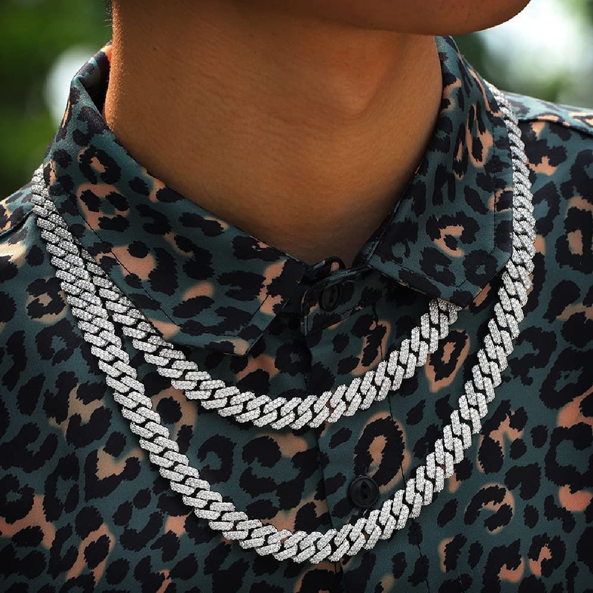 Alloy Cubic Zirconia Silver Cuban Miami Hip Hop Iced Out Chain Bulk