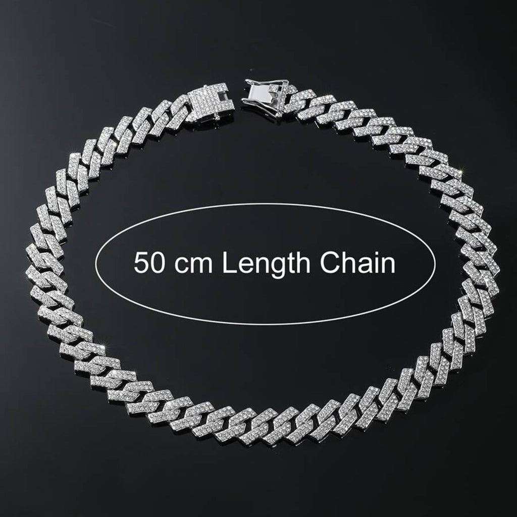 Alloy Cubic Zirconia Silver Cuban Miami Hip Hop Iced Out Chain Bulk