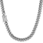 Hip Hop Iced Out Alloy Cuban Curb Silver Rhinestone Studded Chunky Necklace Chain 18" Men