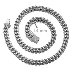 Hip Hop Iced Out Alloy Cuban Curb Silver Rhinestone Studded Chunky Necklace Chain 18" Men