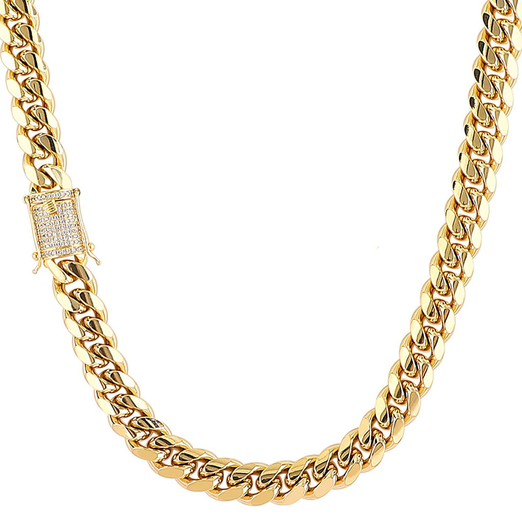 Hip Hop Iced Out Alloy Cuban Curb Silver Rhinestone Studded Chunky Necklace Chain 18" Men