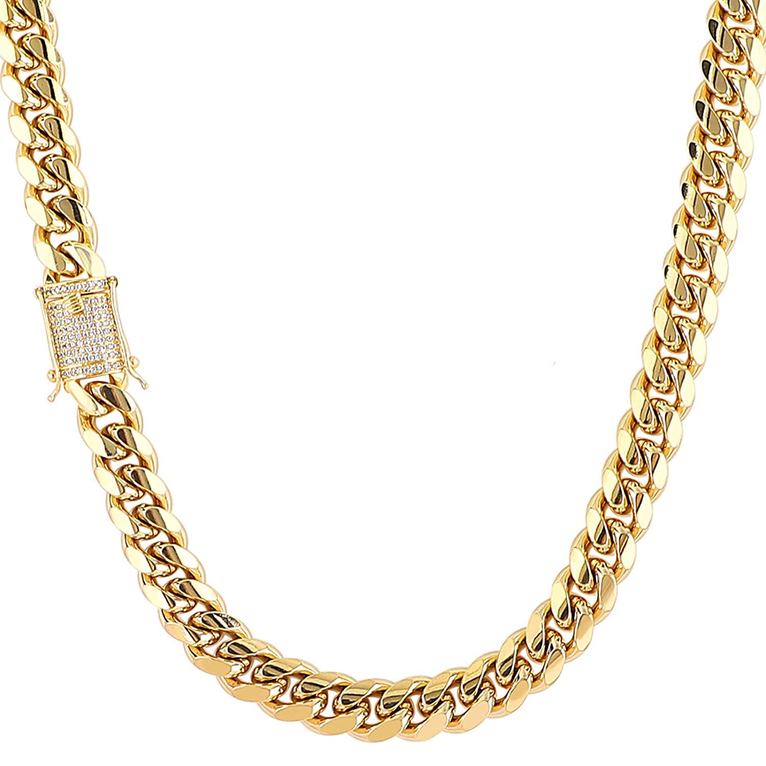 Hip Hop Iced Out Alloy Cuban Curb Silver Rhinestone Studded Chunky Necklace Chain 18" Men