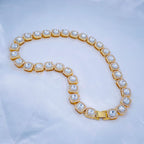 Hip Hop Iced Out Alloy Cuban Gold Rhinestone Square Tennis Ice Out Necklace Chain 18"