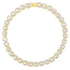 Hip Hop Iced Out Alloy Cuban Gold Rhinestone Square Tennis Ice Out Necklace Chain 18"