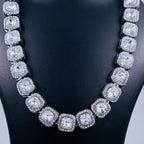 Hip Hop Iced Out Alloy Cuban Gold Rhinestone Square Tennis Ice Out Necklace Chain 18"