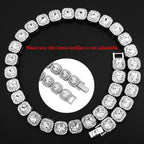 Hip Hop Iced Out Alloy Cuban Gold Rhinestone Square Tennis Ice Out Necklace Chain 18"