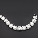 Hip Hop Iced Out Alloy Cuban Gold Rhinestone Square Tennis Ice Out Necklace Chain 18"