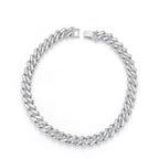 Hip Hop Iced Out Alloy Cuban Curb Gold Rhinestone Baguette Stainless Steel Necklace Chain 20"