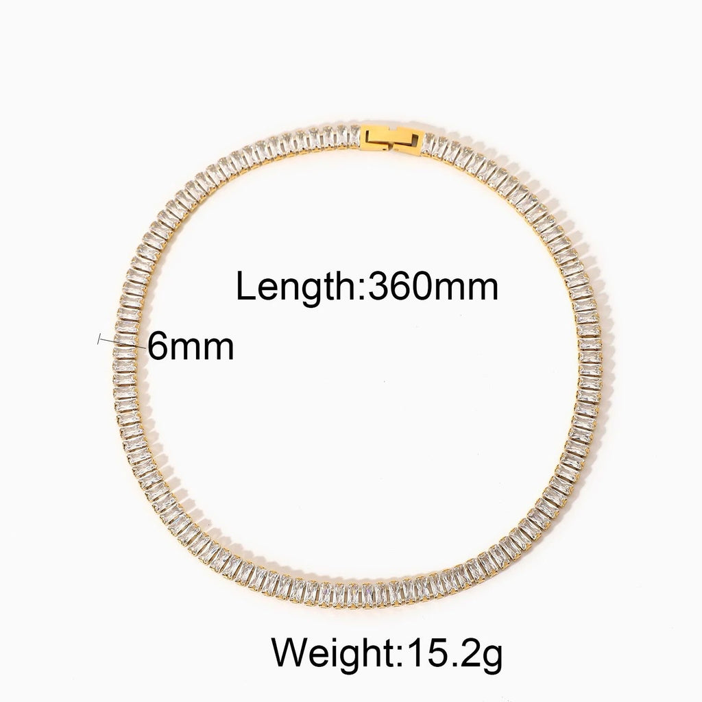 Hip Hop Iced Out Baguette Cubic Zirconia 18K Gold Necklace Chain Bulk