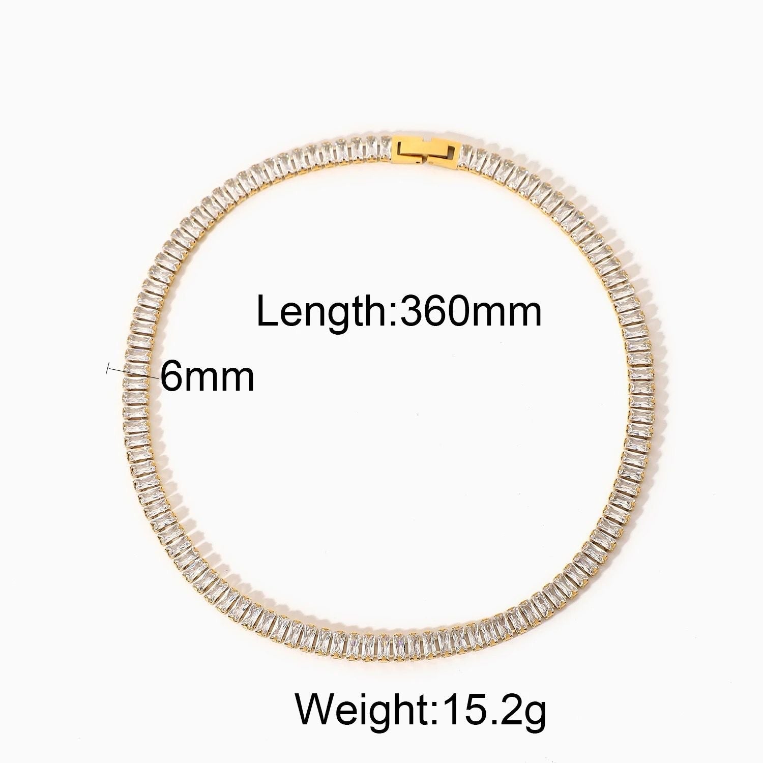 Hip Hop Iced Out Baguette Cubic Zirconia 18K Gold Necklace Chain Bulk