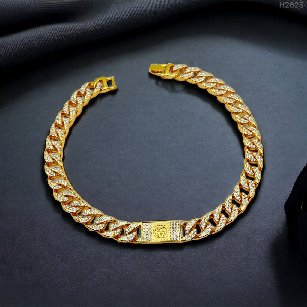 Hip Hop Iced Out Alloy Cuban Silver Stainless Steel Rhinestone Curb Engrave Chain 18" For Men