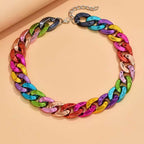 Curb Multicolour 18K Gold Acrylic Anti Tarnish Necklace Chain Bulk