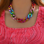 Curb Multicolour 18K Gold Acrylic Anti Tarnish Necklace Chain Bulk