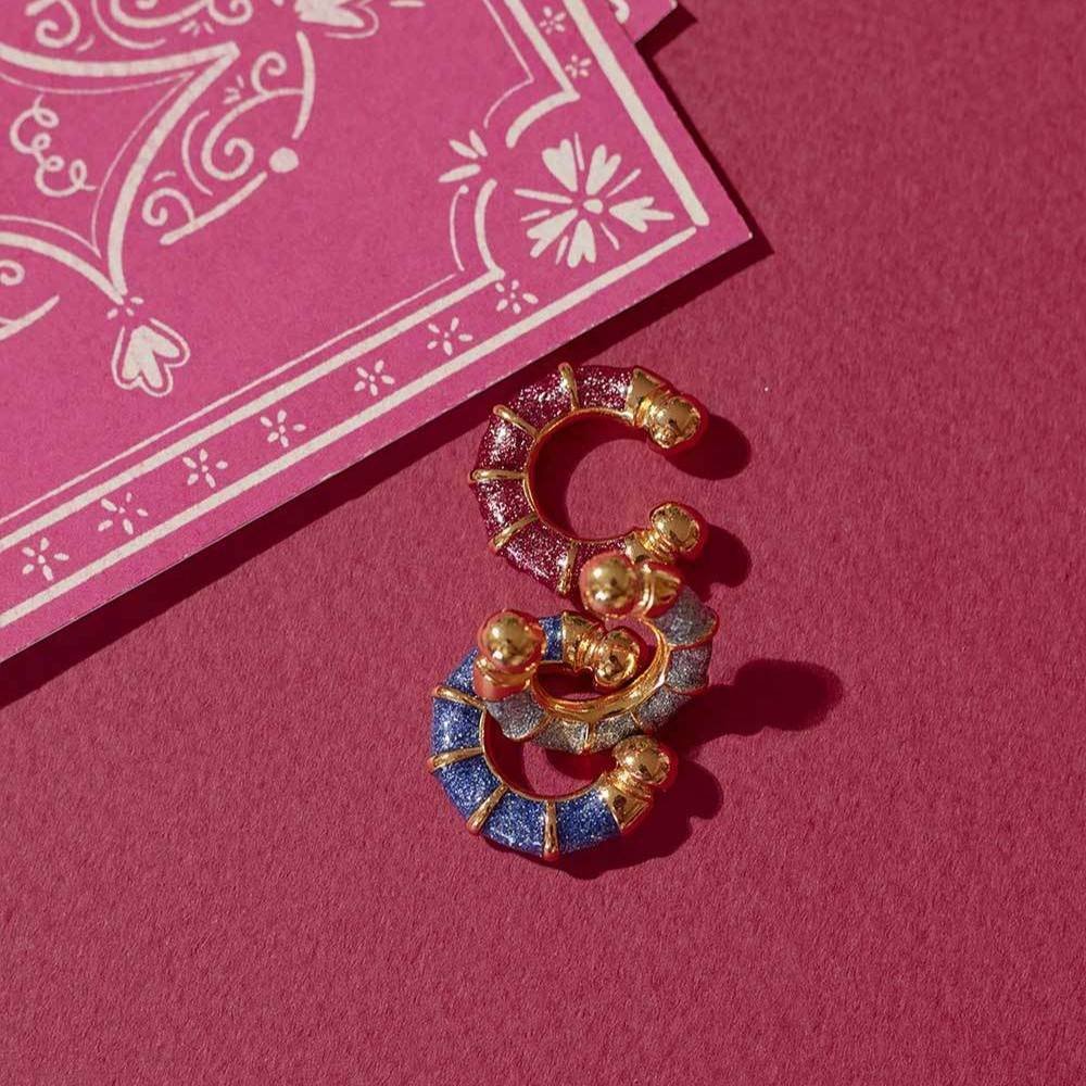 18K Gold Multicolour Enamel Stainless Steel Anti Tarnish Ear Cuff Pack Of 3 Earring For Women