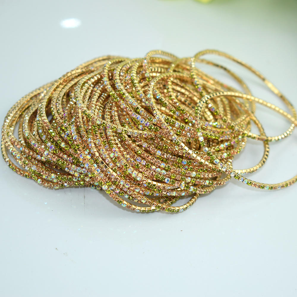 18K Gold Silver Multi Rhinestone Bracelet Bangle Adjustable Women Bulk
