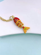 Multi Color Fish Gold Plated Enamel Copper Pendant Chain Women Bulk