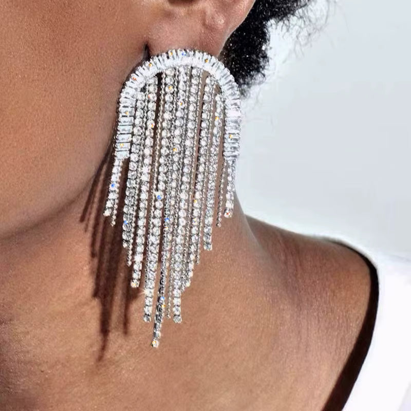 Wholesale Silver Plated CZ Multi-Layer Dangler Earrings for Women