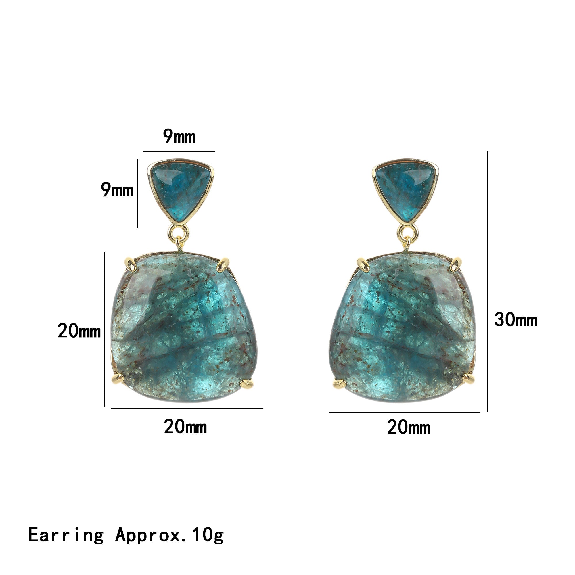Wholesale Blue Triangle Top Gold Plated CZ Alloy Dangler Earrings Secondary image