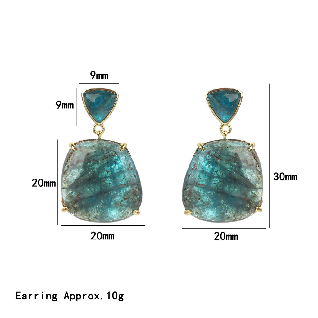 Wholesale Blue Triangle Top Gold Plated CZ Alloy Dangler Earrings