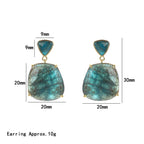 Wholesale Blue Triangle Top Gold Plated CZ Alloy Dangler Earrings