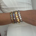 Square Gold CZ Stainless Steel Anti Tarnish Stackable Bracelet Bulk