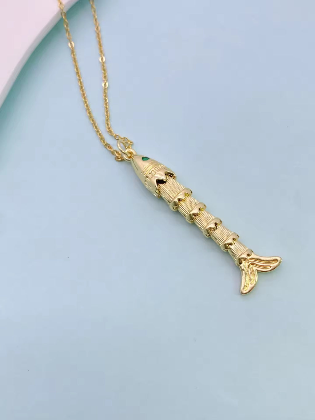 Multi Color Fishbone Gold Plated Enamel Copper Pendant Chain For Women Bulk