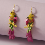 Multi Color Parrot Gold Enamel Dangler Earrings For Women Bulk